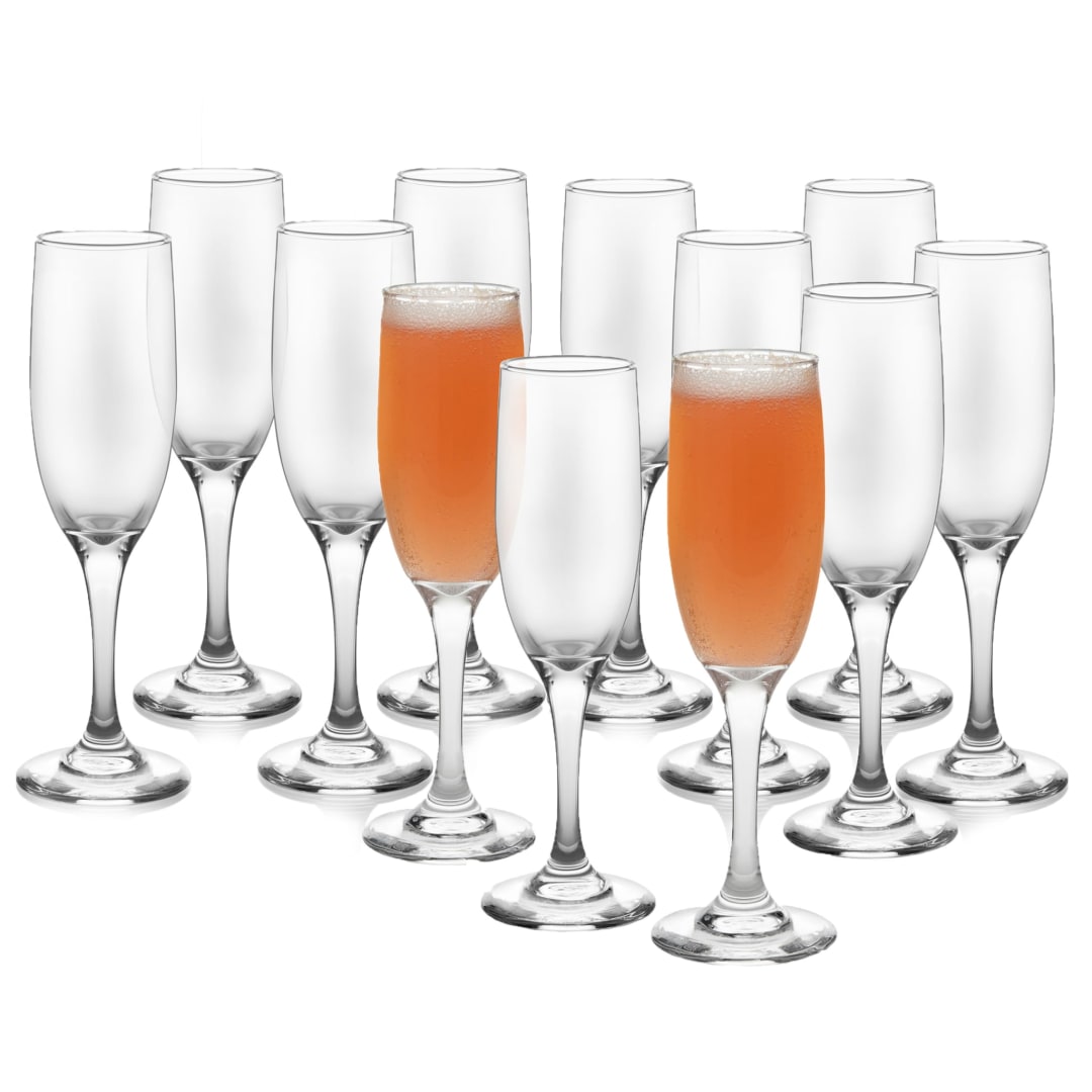 Libbey Catawba Champagne Flute Glasses, 6 ounce, Set of 12