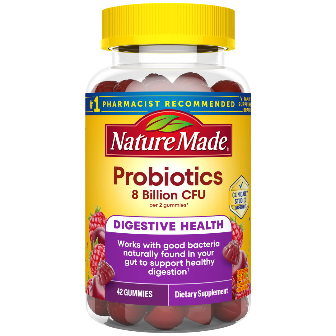 Nature Made Digestive Probiotics Gummies - Raspberry and Cherry Flavor - 42ct