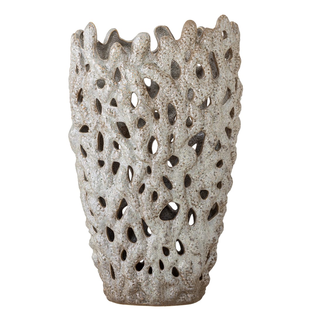 82072439 - Eunice Deco Vase, White, Stoneware STOCK: 192