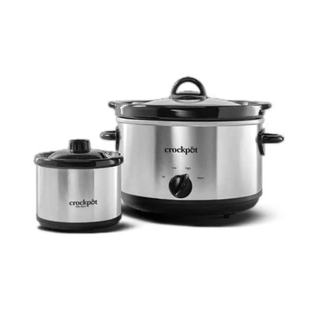 Crockpot® 5 Qt. Round Manual Slow Cooker and Little Dipper, Stainless Steel