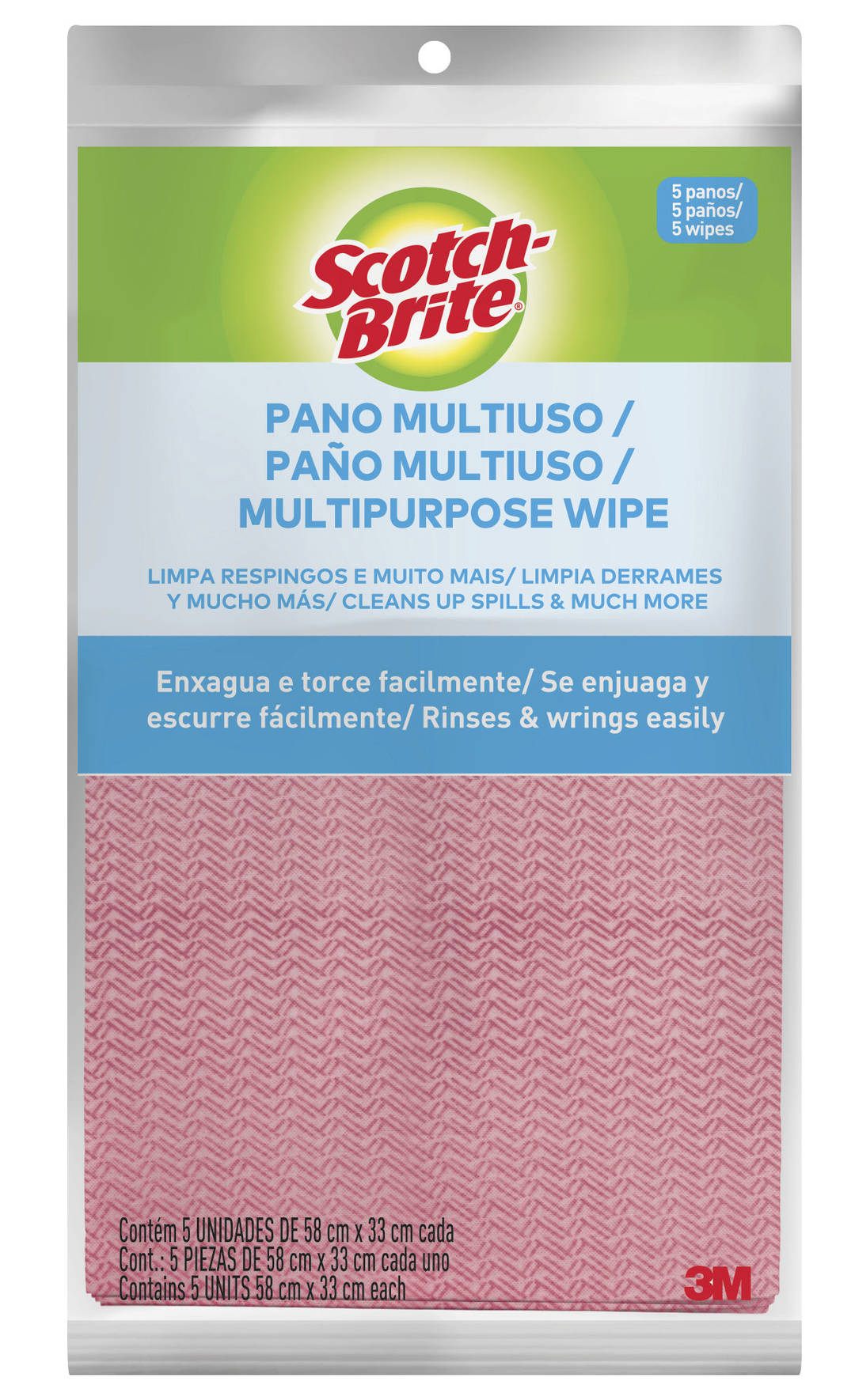 Pano Multiuso Scotch-Brite®, Rosa, 5 Unidades/Pacote