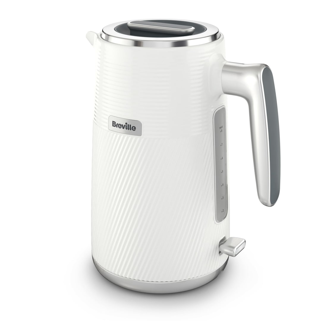 WHITE AND SILVER 1.7L KETTLE UK