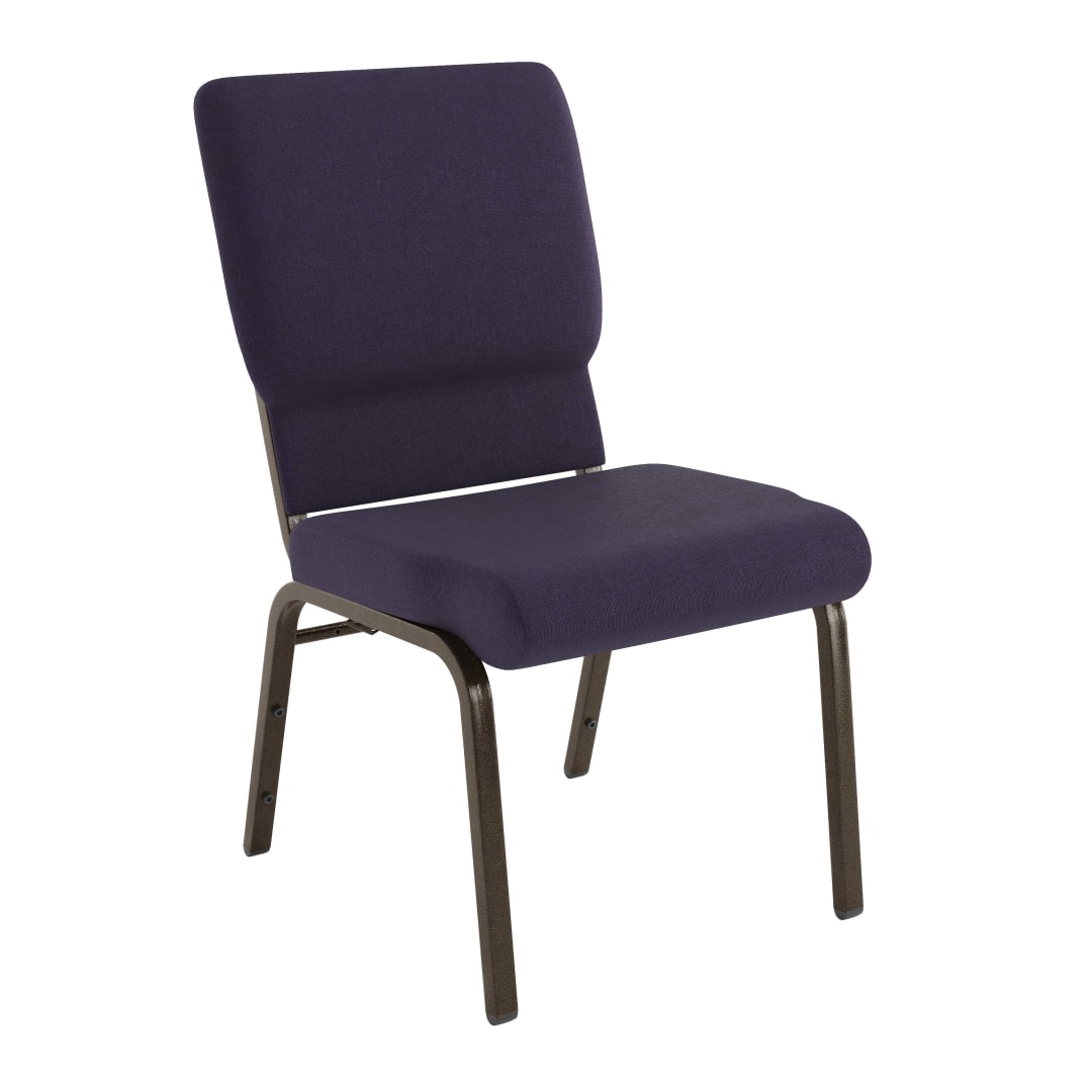 20 Pack HERCULES Series 18.5''W Stacking Church Chair in Royal Purple Fabric - Gold Vein Frame