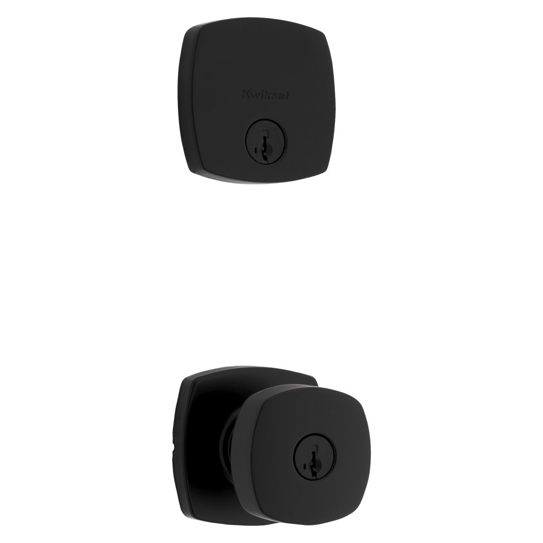 991 Arroyo Keyed Entry Knob and Single Cylinder Deadbolt Combo Pack featuring SmartKey Security™ in Matte Black