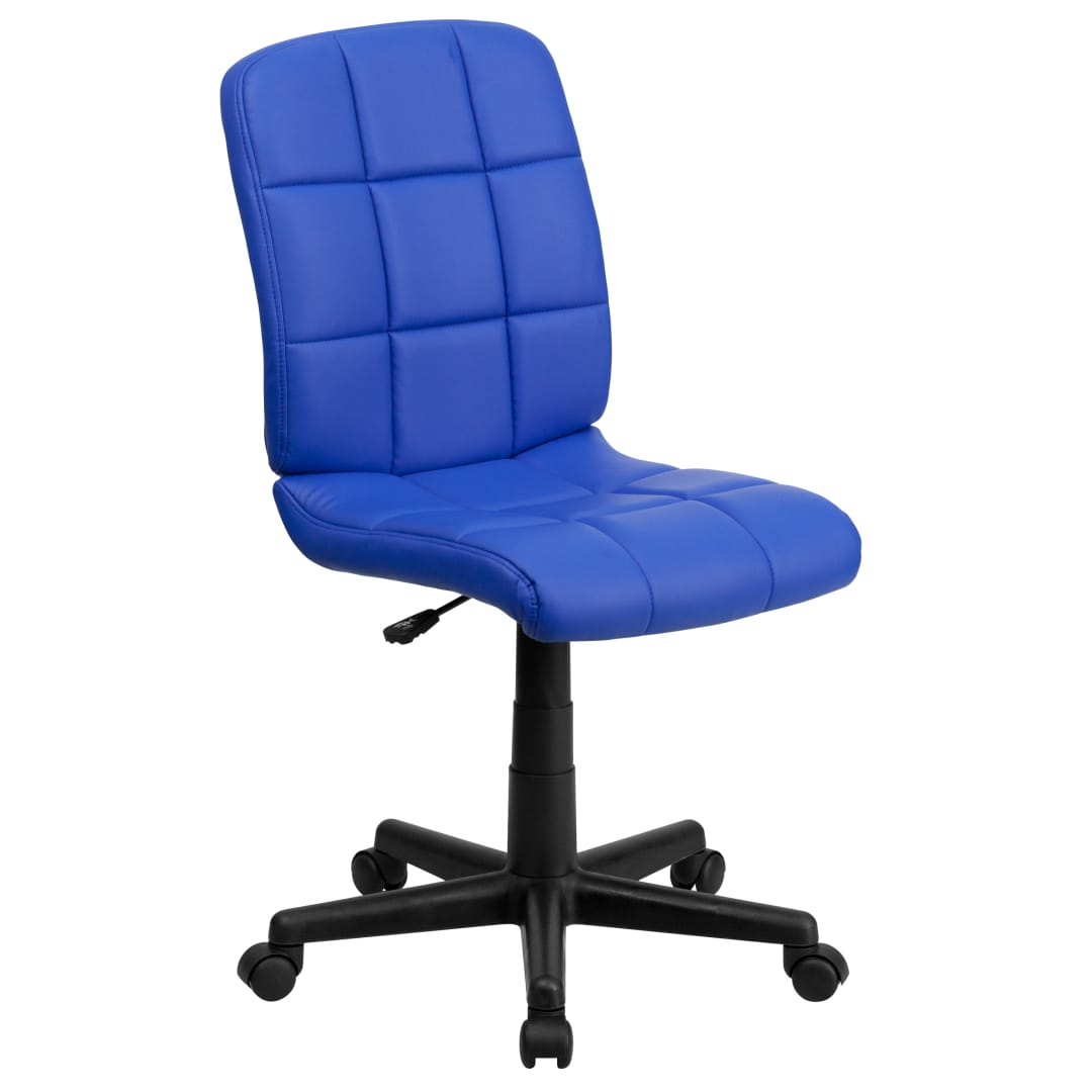 Clayton Mid-Back Blue Quilted Vinyl Swivel Task Office Chair