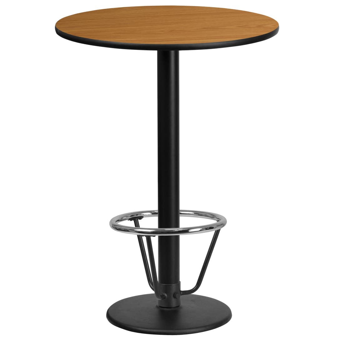 Stiles 24'' Round Natural Laminate Table Top with 18'' Round Bar Height Table Base and Foot Ring