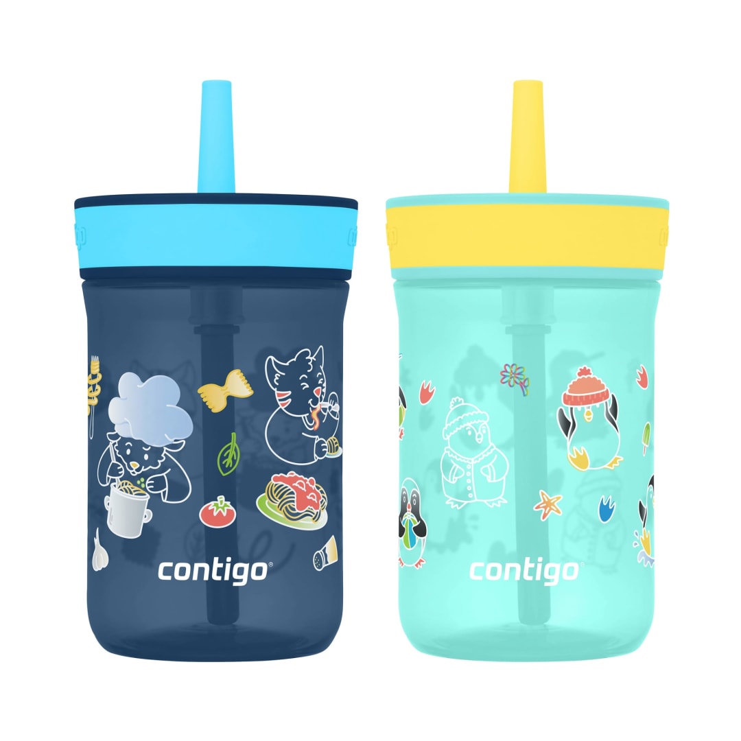 Contigo® Kids’ Leighton Straw Tumbler with Spill-Proof Lid, 14oz., 2 Pack