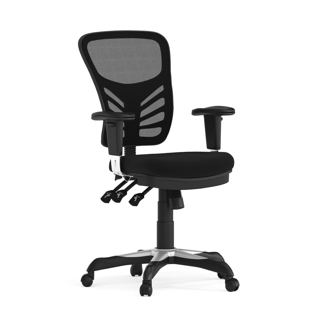 Nicholas Mid-Back Black Mesh Multifunction Executive Swivel Ergonomic Office Chair with Adjustable Arms