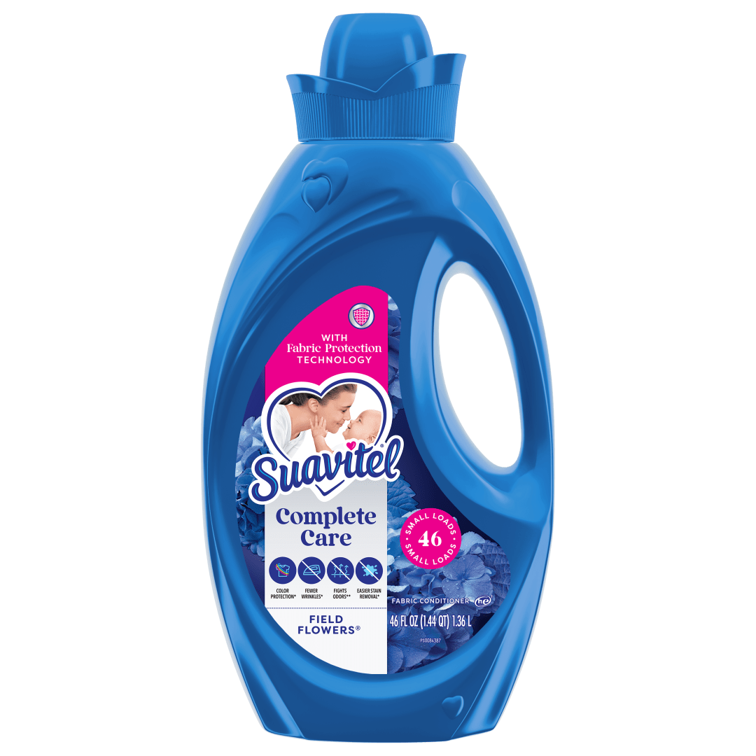 Suavitel Complete Liquid Fabric Softener, Fabric Conditioner, HE Compatible, 46 Small Loads, Field Flowers Scent, 46 fl oz Bottle