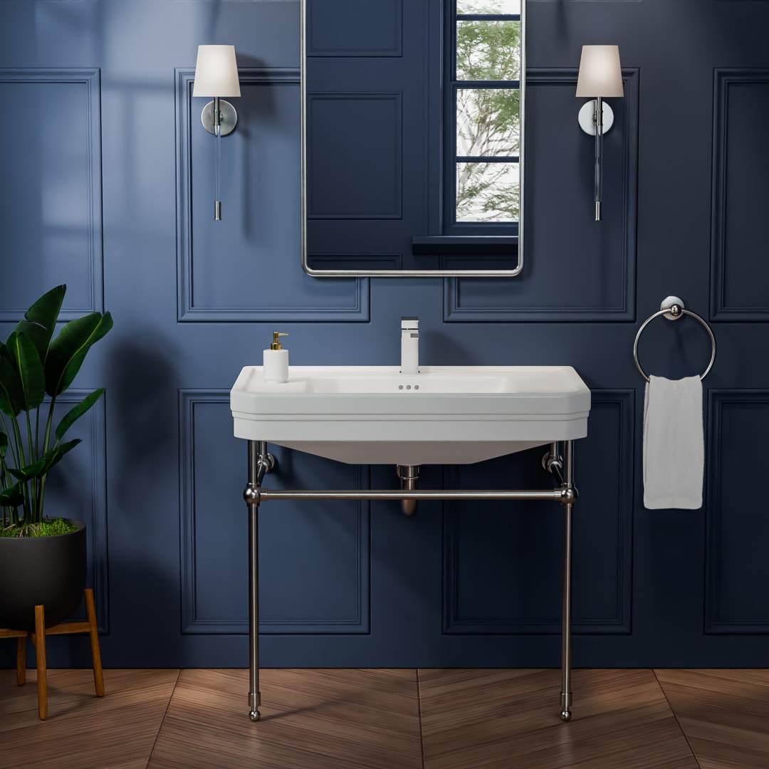 Valencia 31 in. W x  33 in. H Console Sink, Single Hole Faucet Drilling, Brushed Nickel