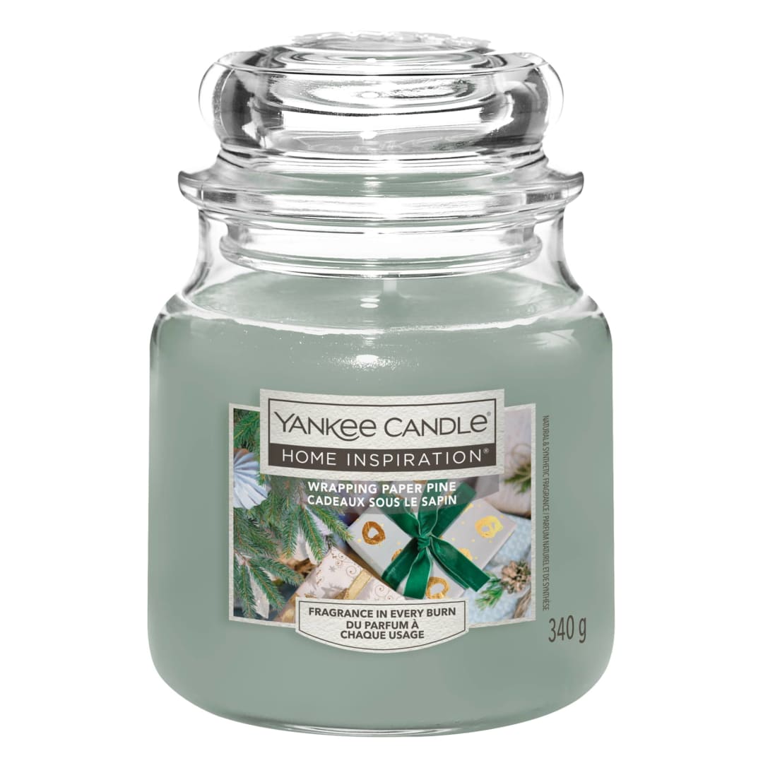 Yankee Candle Home Inspiration Scented Candle | Wrapping Paper Pine Medium Jar Candle | Burn Time: up to 75 Hours | Perfect Gifts for Women