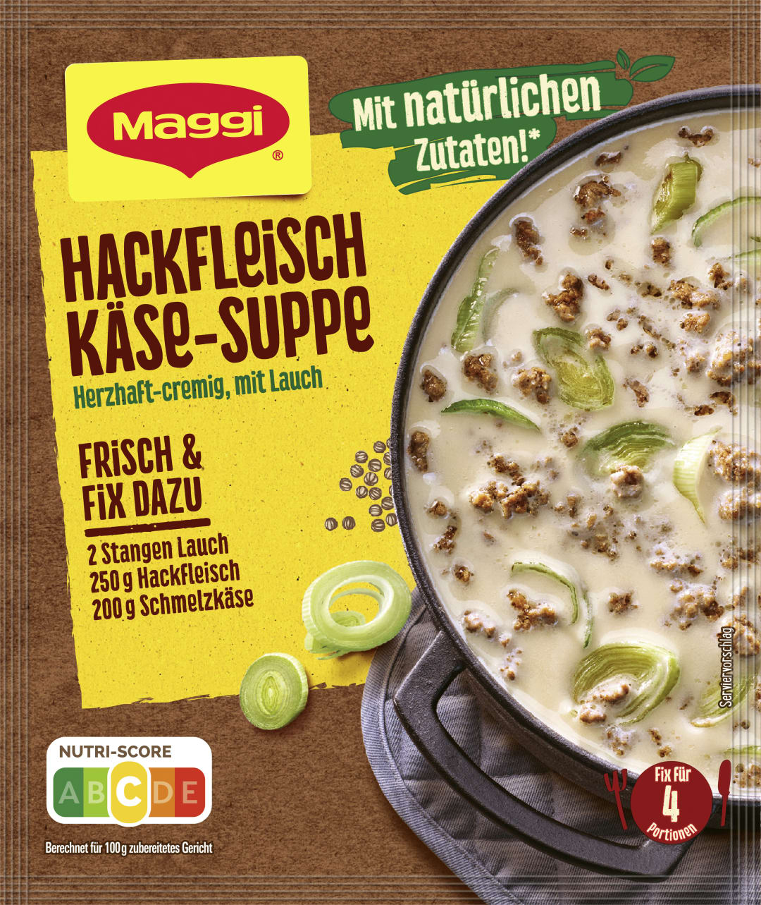 MAGGI FIX Hackfleisch Käse Suppe mit Lauch