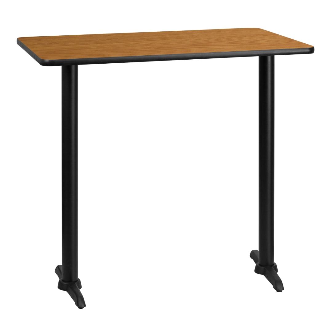 Stiles 30'' x 42'' Rectangular Natural Laminate Table Top with 5'' x 22'' Bar Height Table Bases