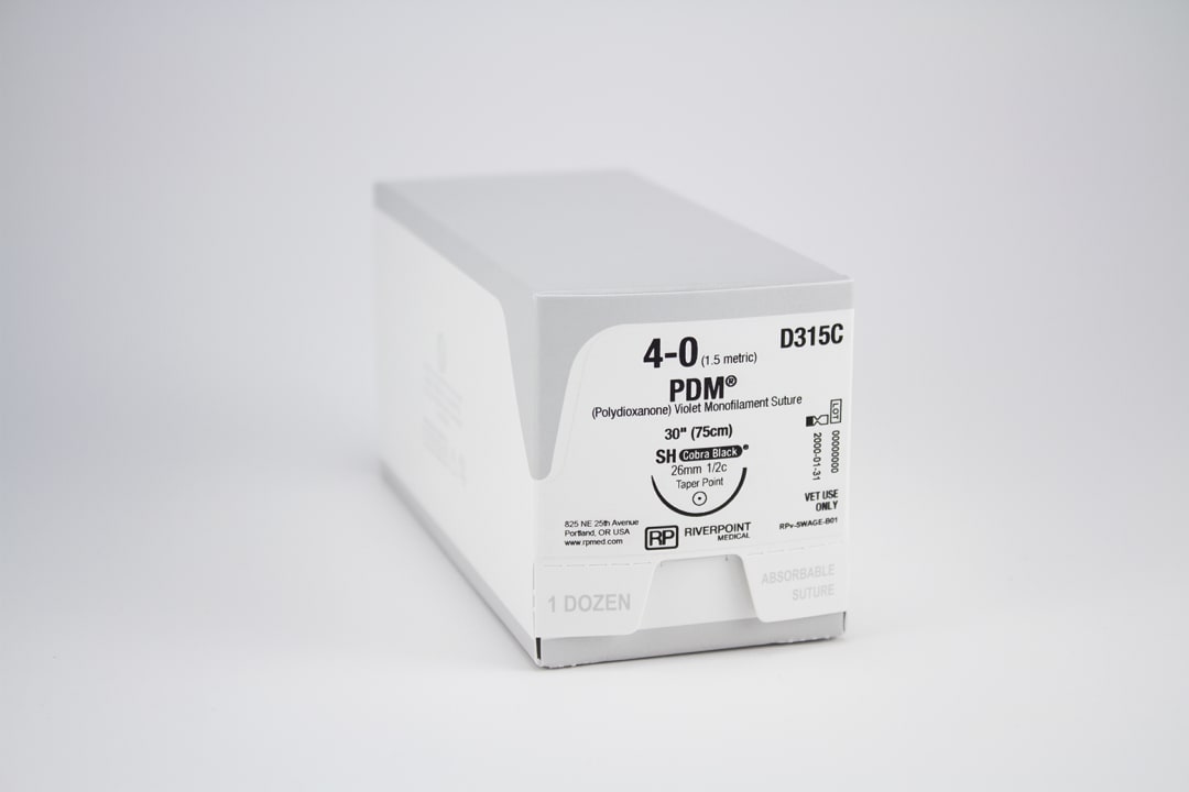 PDM PDO Suture, USP 4-0 with 26mm SH Taper Point 1/2 Circle Cobra Black Needle, Violet, 75cm, Sterile