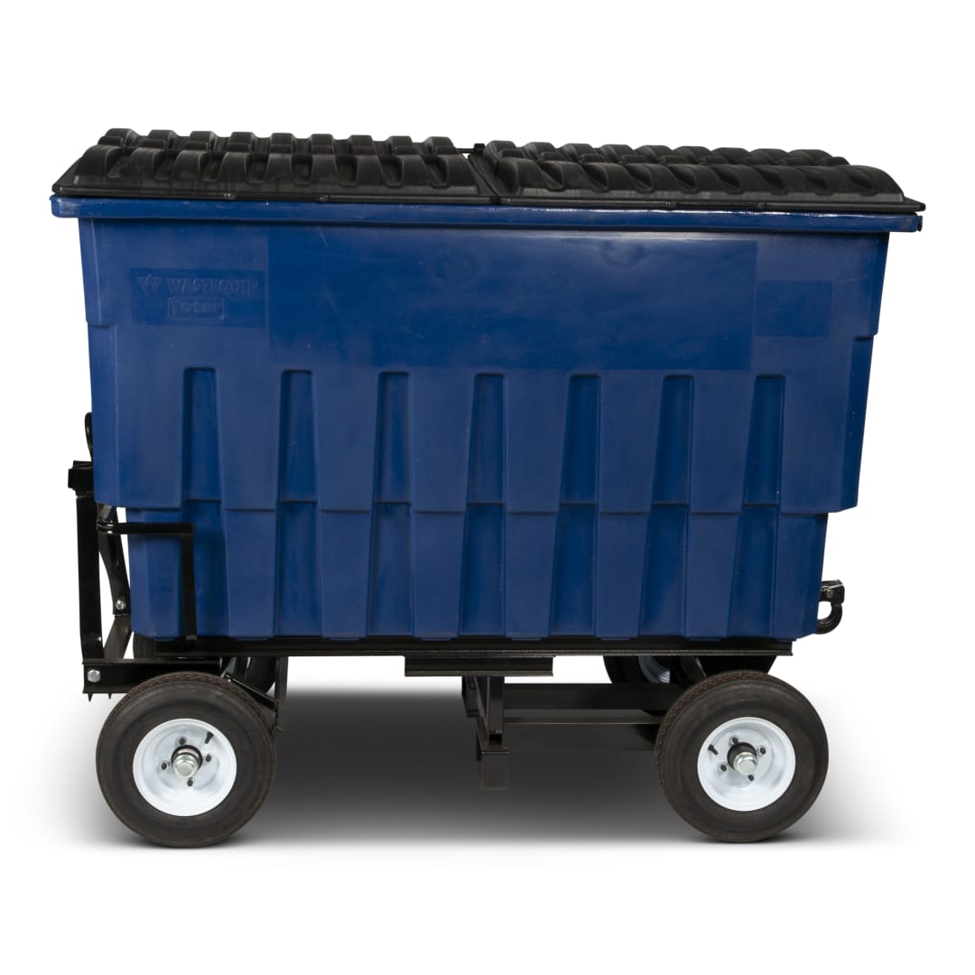 2 Cubic Yard 1000 lbs. Capacity Rapid Speed Towable Mobile Truck with Attached Lid - Blue