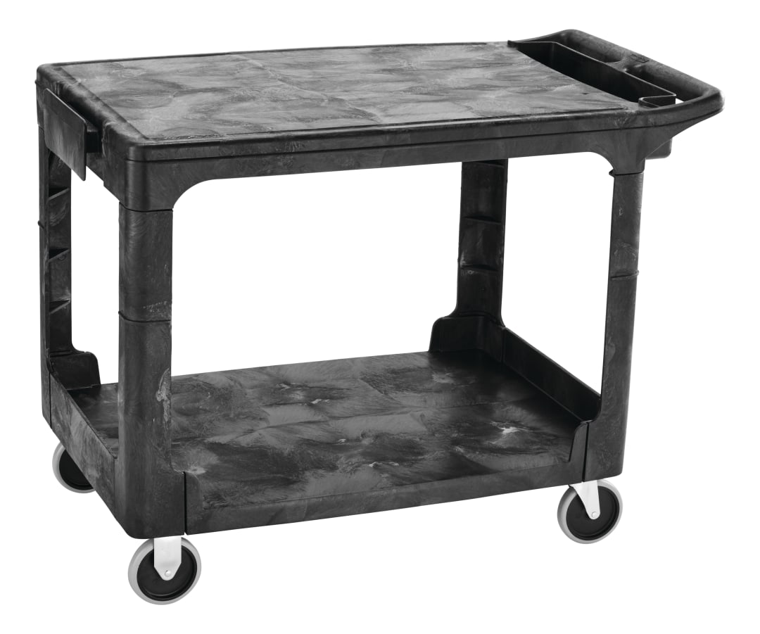 HD UTILITY CART FLAT SHELF MED BLA