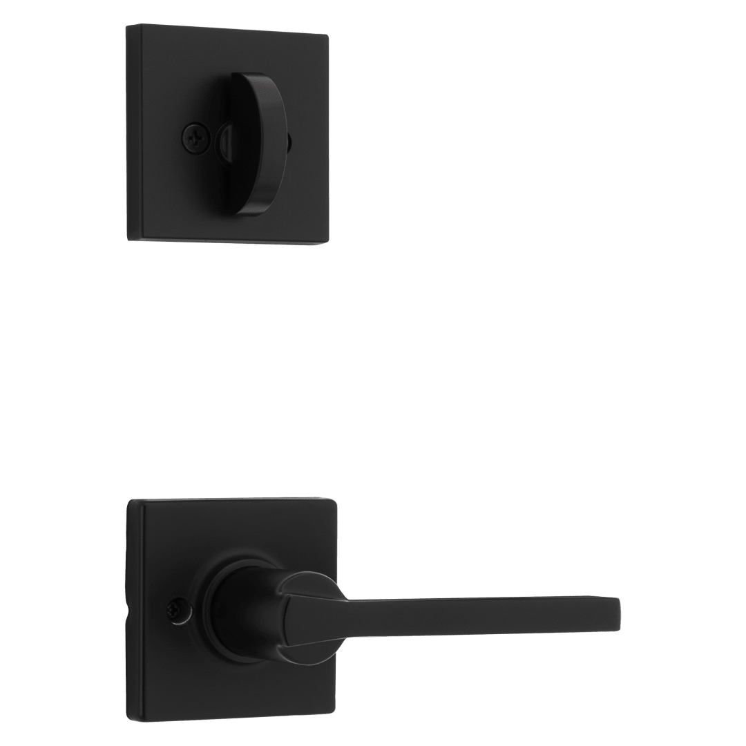 966 Single Cylinder Interior Pack w/ Square Rose Casey Lever Handlesets in Matte Black