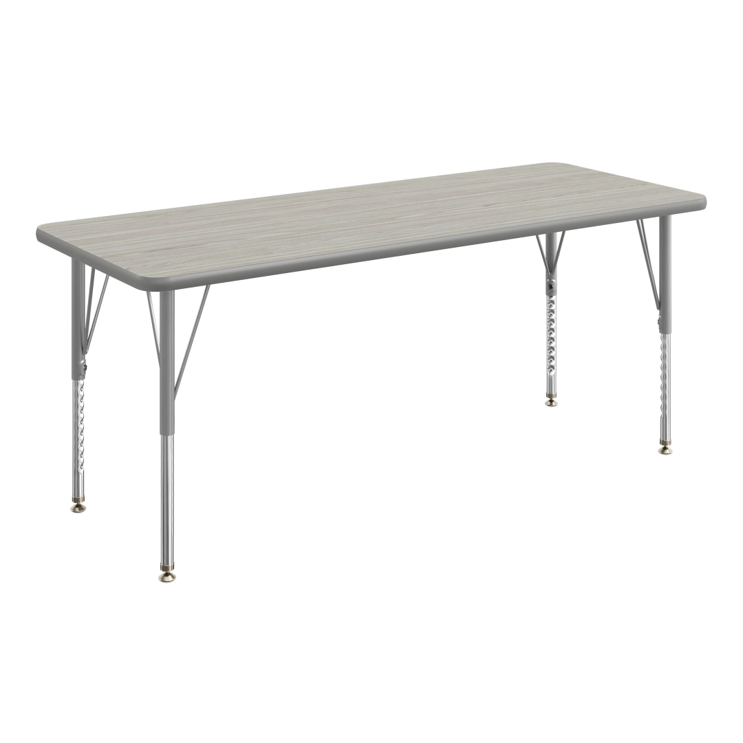 Wren 60" x 24" Adjustable Height Activity Table, Thermal Laminate Top, Short Legs, Light Gray