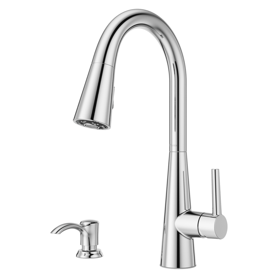 Barulli 1-Handle Pull-Down Kitchen Faucet with Soap Dispenser in Polished Chrome