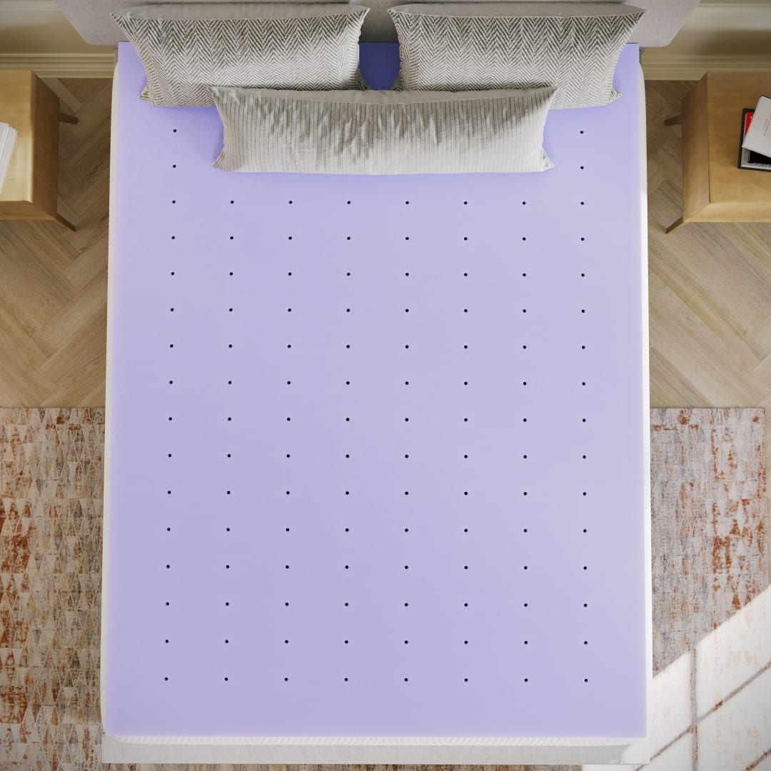 Capri Comfortable Sleep 3 Inch Lavender Infused Queen Memory Foam Mattress Topper with Ventilated Design and CertiPUR-US Certified Foam