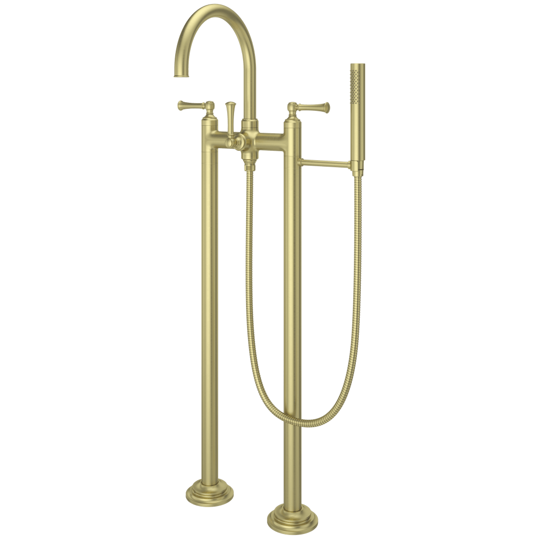 Tisbury Traditional Free-standing Tub Filler with Hand Shower in Brushed Gold