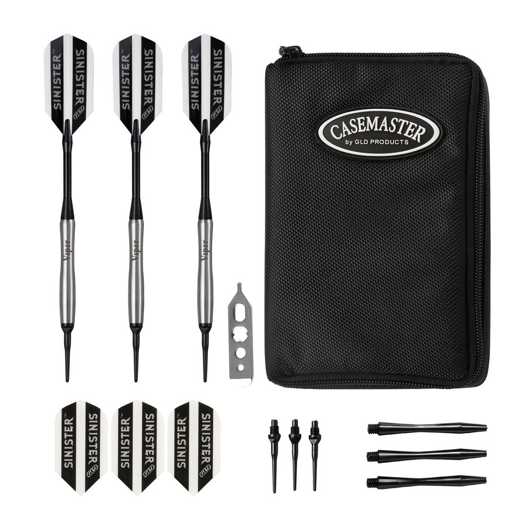 Viper Sinister 95% Tungsten 18 Gram Darts Contoured Barrel & Casemaster Select Black Dart Case
