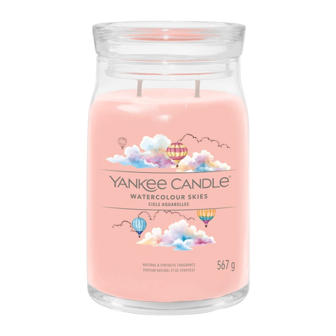 Yankee Candle® Signature Scented Candle | Watercolour Skies Large Jar Candle with Double Wicks | Soy Wax Blend Long Burning Candle