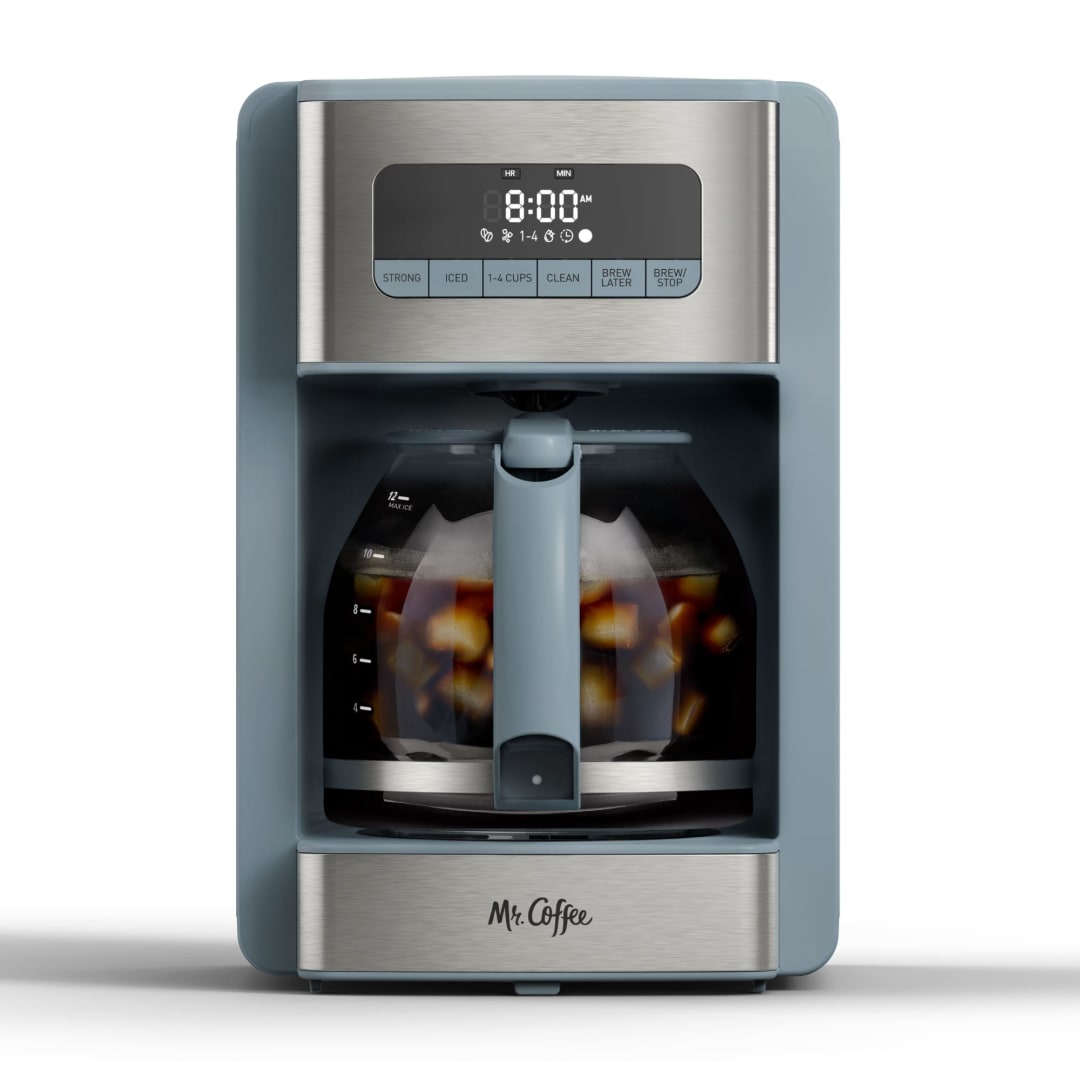 Mr. Coffee® 12 Cup Coffee Maker, Programmable Coffee Maker with Strong Brew and Iced Coffee Brew Settings, Small Batch Setting for 1 to 4 Cups, Morning Haze
