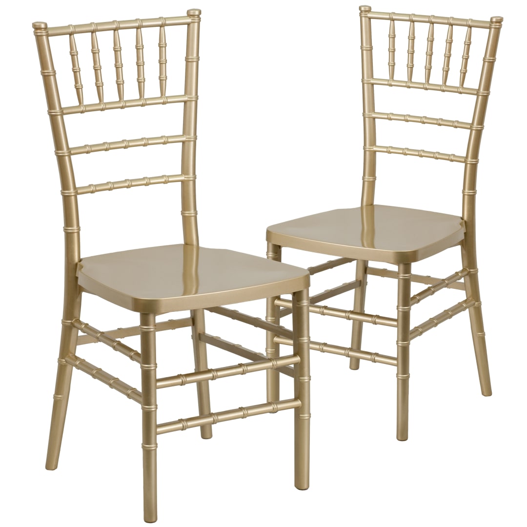 2 Pack HERCULES PREMIUM Series Gold Resin Stacking Chiavari Chair