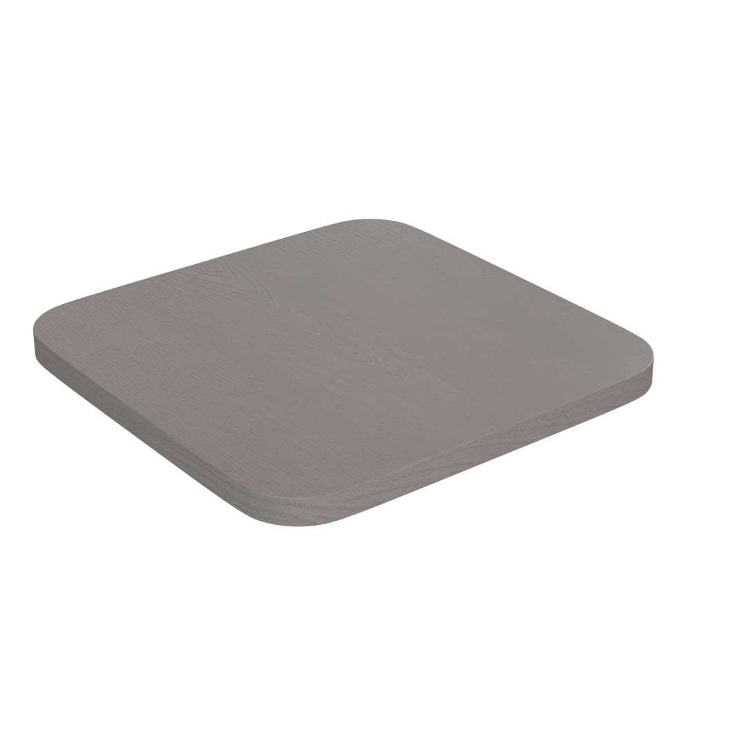 Perry Poly Resin Wood Square Seat with Rounded Edges for Colorful Metal Barstools in Gray