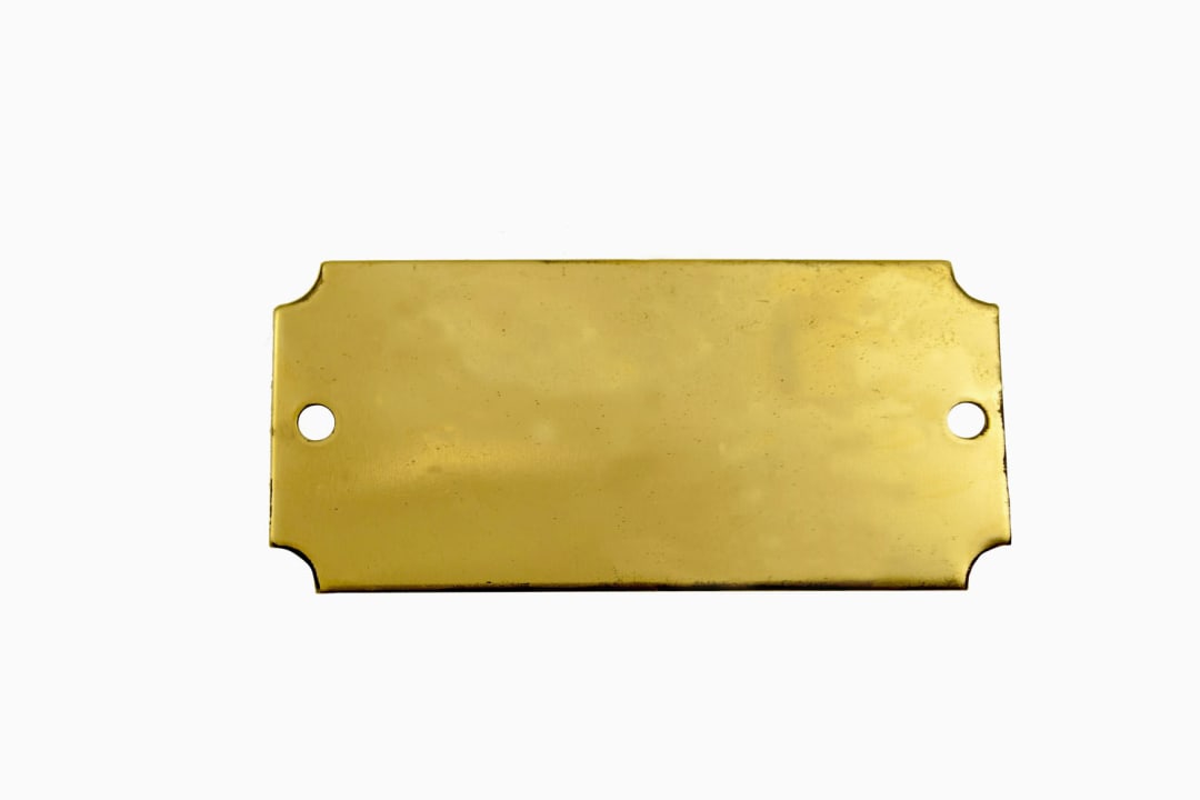 Tag-Rectangle with Notched Corners 1-7/16" x  3-1/16" Brass 100 Pack