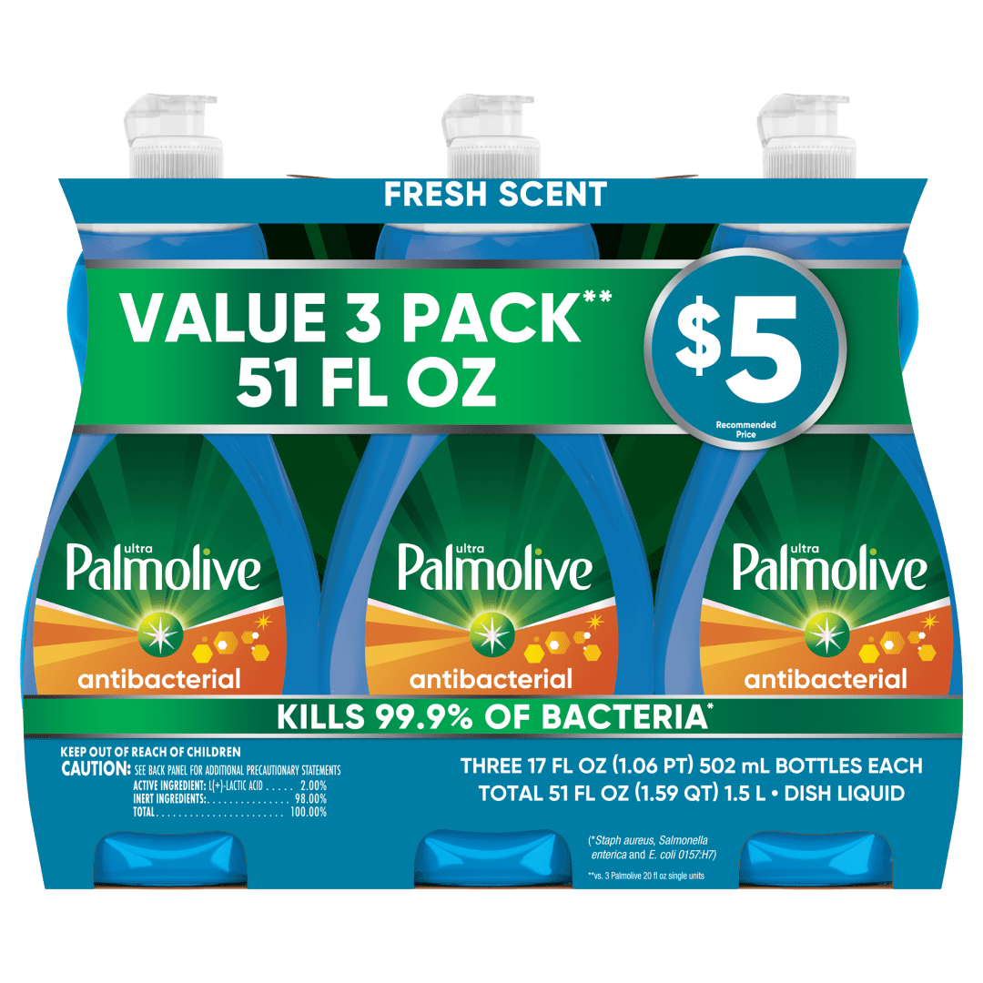 Ultra Palmolive Antibacterial Dish Liquid, Fresh Scent - 17 Fluid Ounce, Triple Pack
