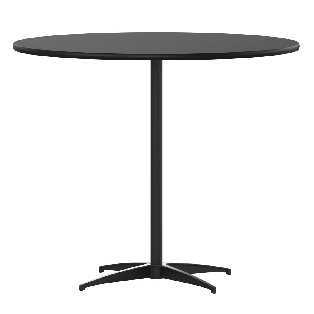 Lars 36'' Round Wood Cocktail Table with 30'' and 42'' Columns, Black