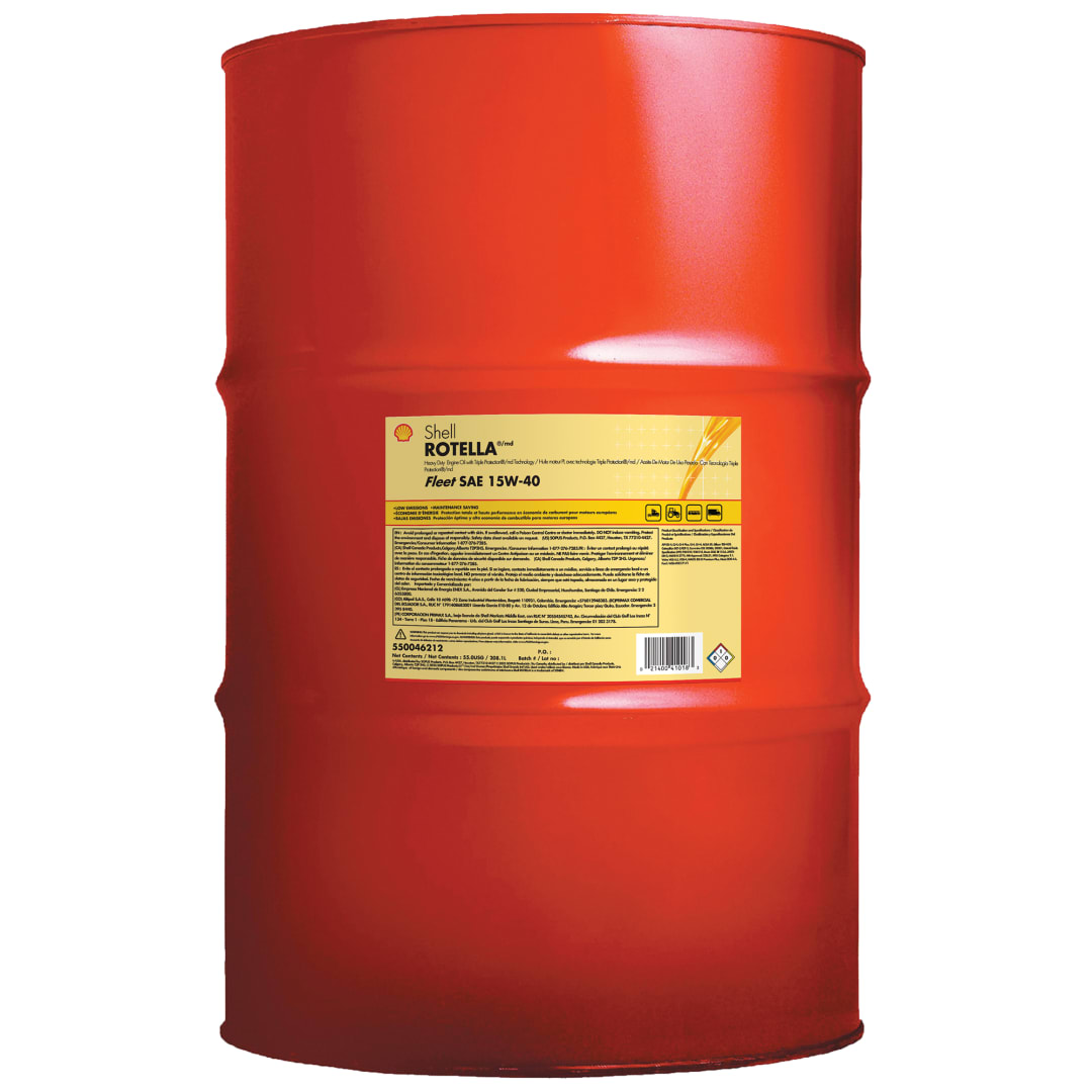 Shell Rotella Fleet Synthetic Blend 15W-40 Diesel Engine Oil, 55 Gallon Drum