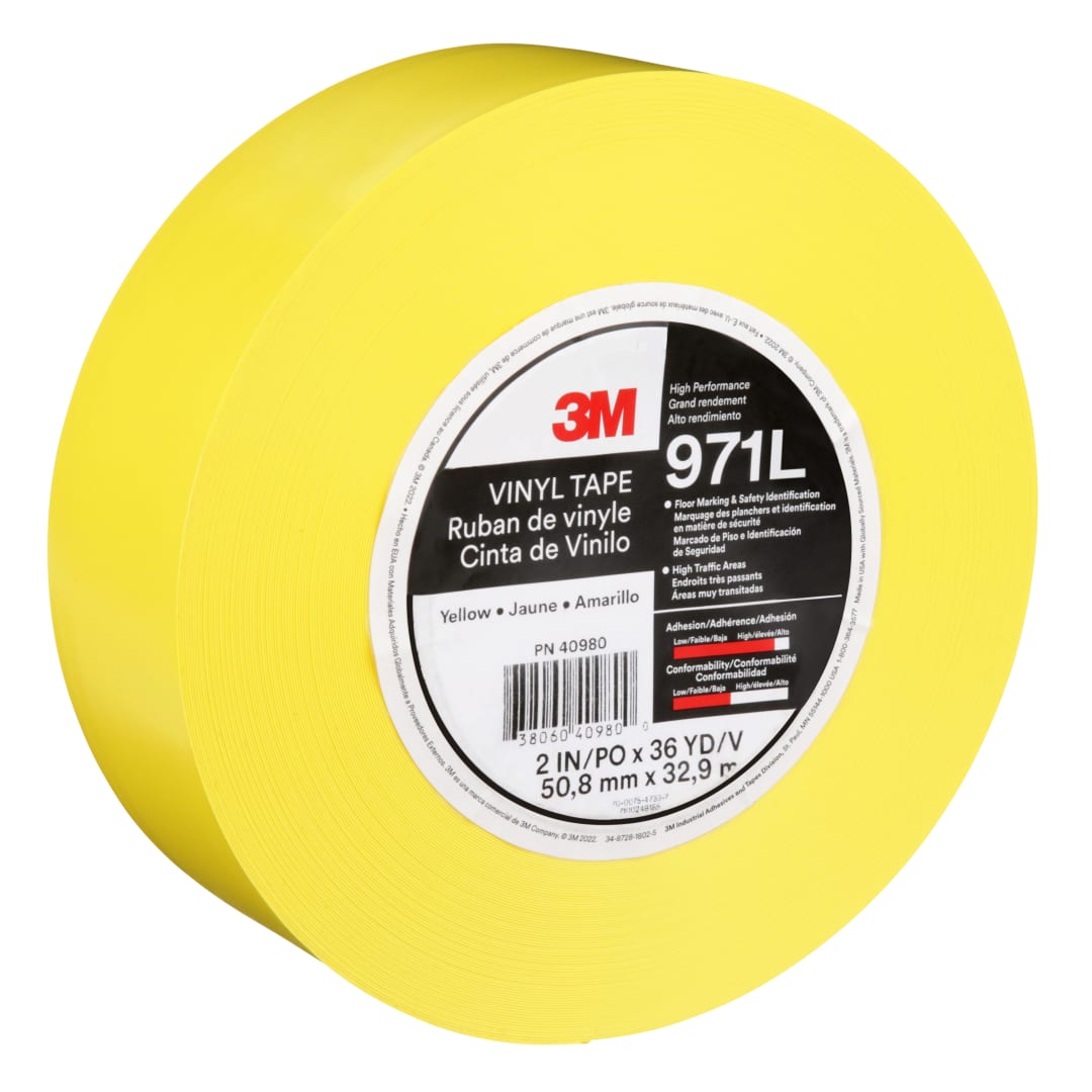 3M™ Dayanıklı Yer İşaretleme Bandı 971L, Yellow, 50.8 mm x 33 m, 0.43 mm, Individually Wrapped Conveniently Packaged