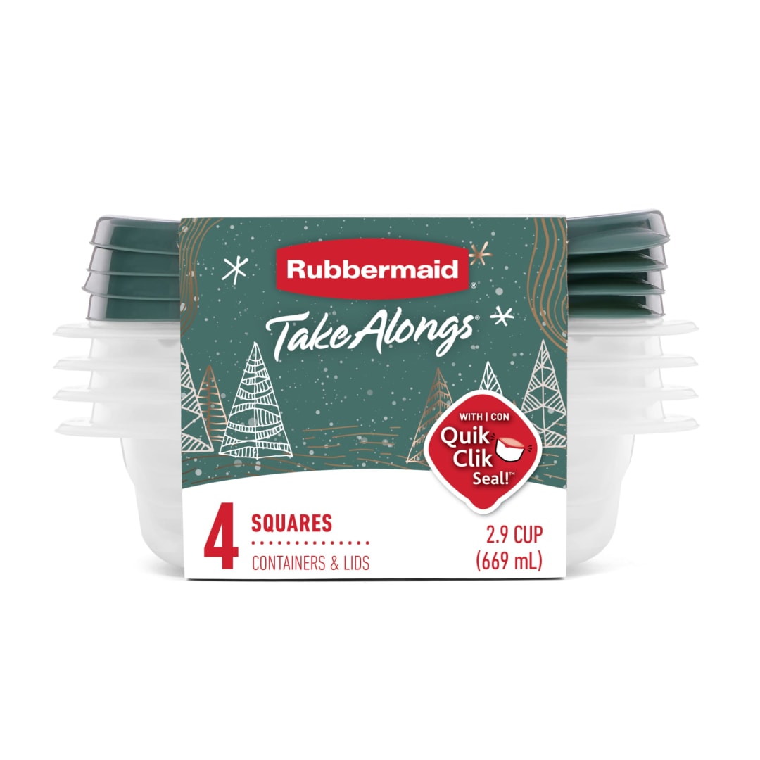 Rubbermaid TakeAlongs 2.9-Cup Food Storage Containers, Food Storage Containers with Lids, Meal Prep Containers, Limited-Edition Blue Spruce Green, 4-Pack