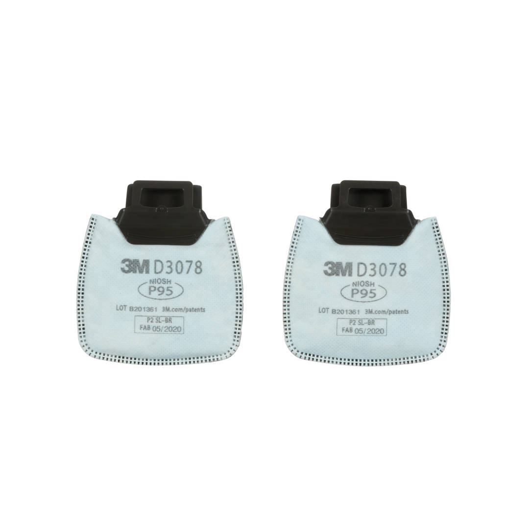 Filtro para Particulados 3M™ Secure Click™ D3078 P2, com Carvão Ativado para Baixas Concentrações de Vapores Orgânicos/Gases Ácidos, 100 Unidades/Embalagem