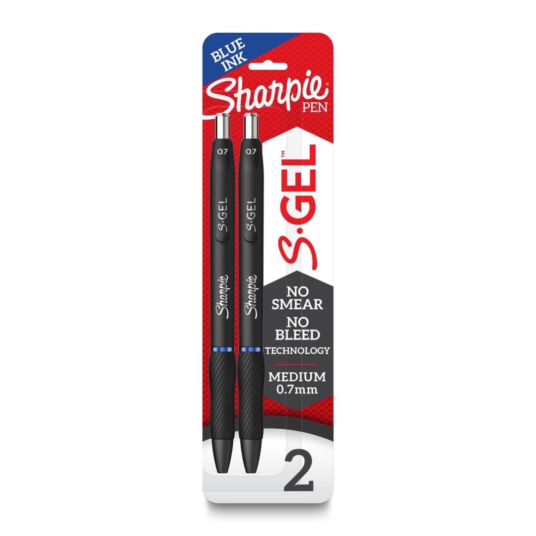Sharpie® S-Gel, Gel Pens, Medium Point (0.7mm), Blue Ink Gel Pen, 2 Count