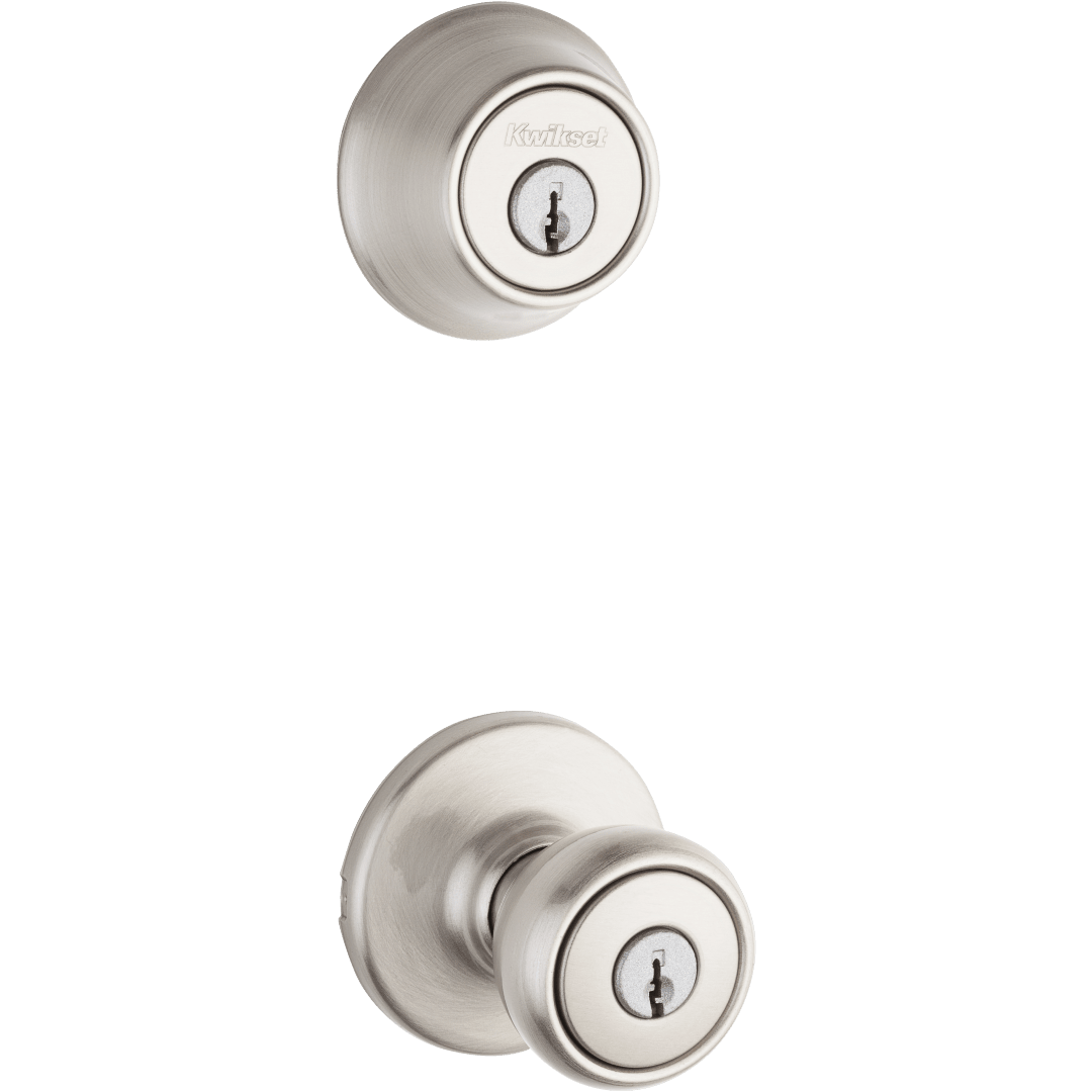 690 Tylo Keyed Entry Knob and Double Cylinder Deadbolt Combo Pack in Satin Nickel