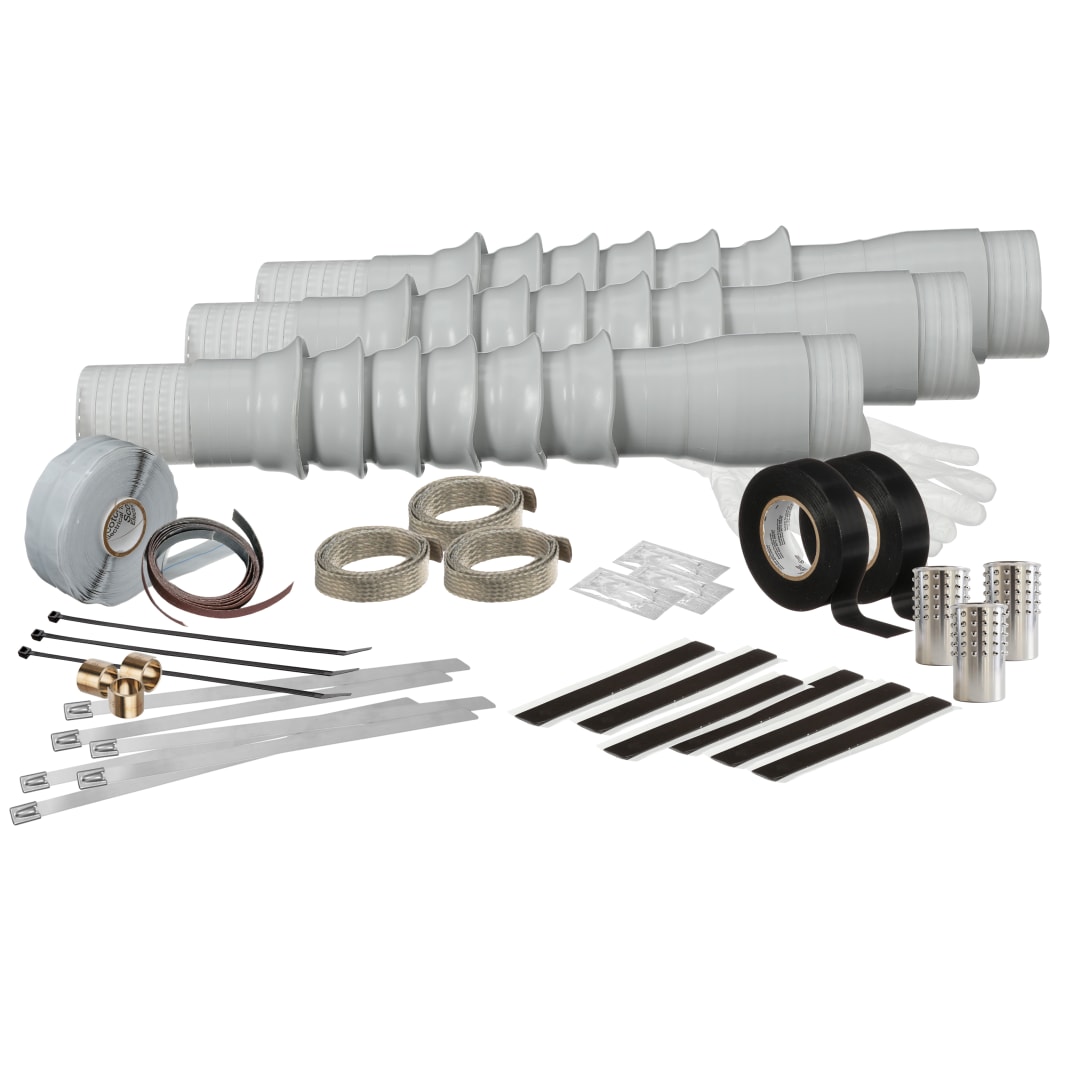 3M™ Kaltschrumpf-Endverschlüsse QT-II, QT-II-J6X-AF-1, für 1/C-Kabel mit Abschirmung aus Aluminiumfolie, 6 Schirme, 3/Satz