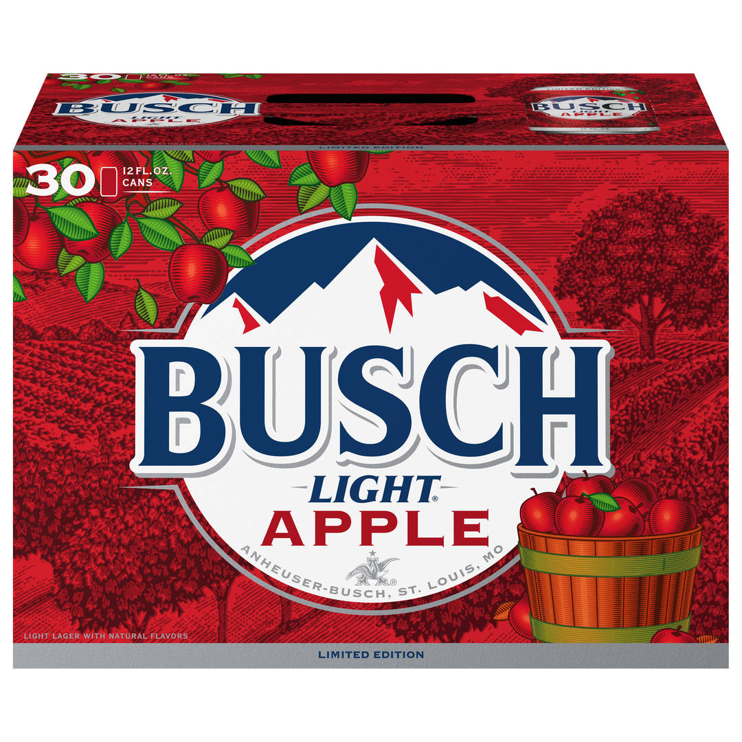 Busch Light Apple American Lager Beer 30 Pack, 12 fl oz Cans