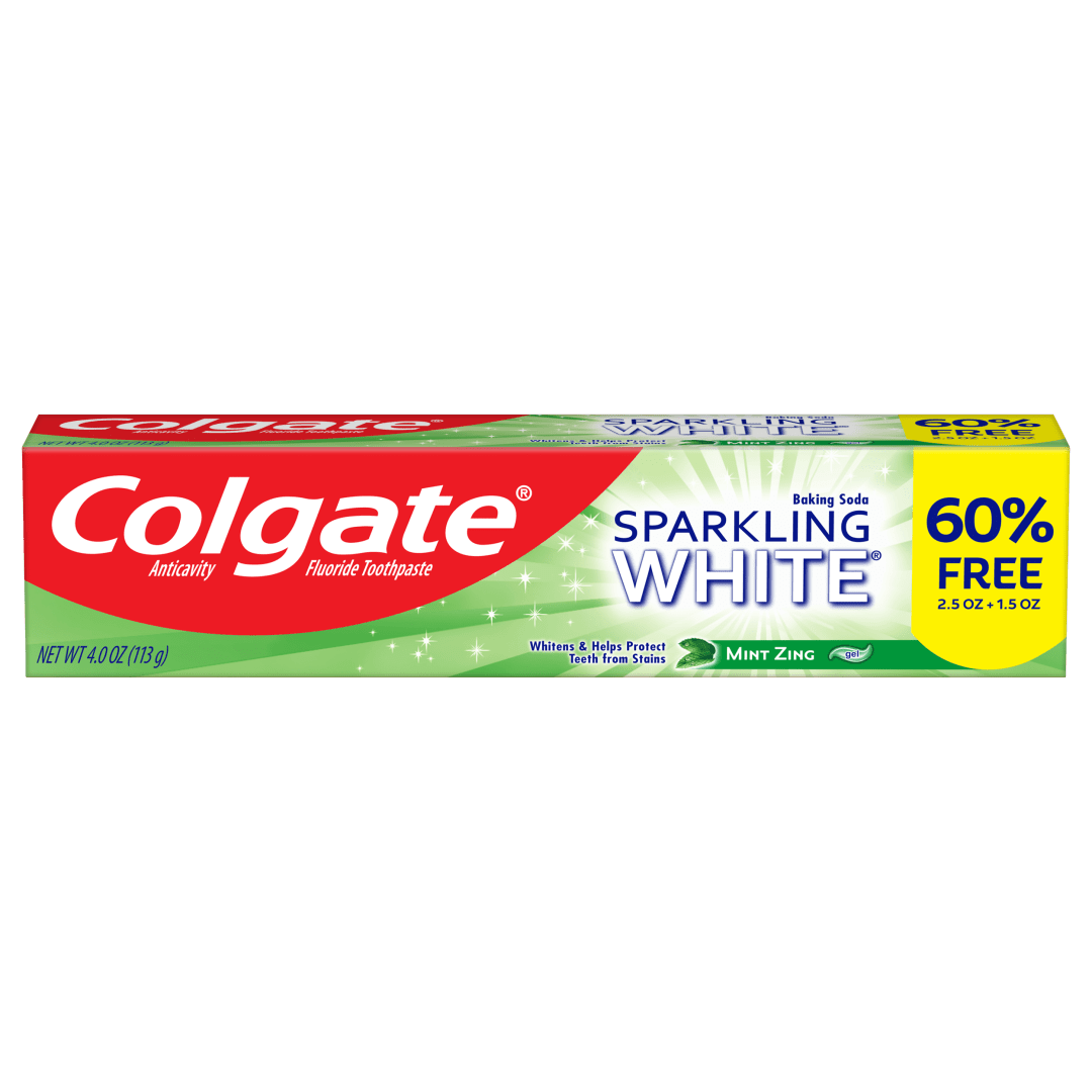 Colgate Sparkling White Whitening Toothpaste, Mint Zing - 2.5 ounce + 6% Free