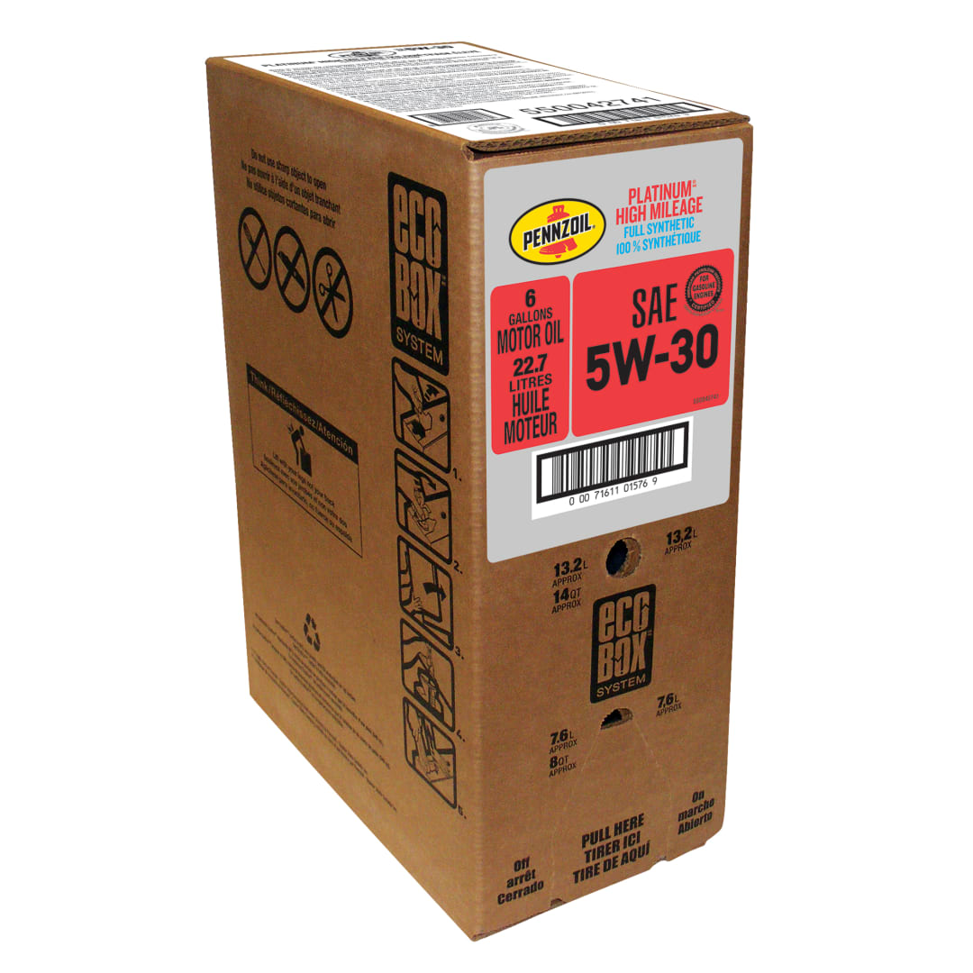 Pennzoil Platinum High Mileage Full Synthetic 5W-30 Motor Oil Ecobox, 24 Quarts