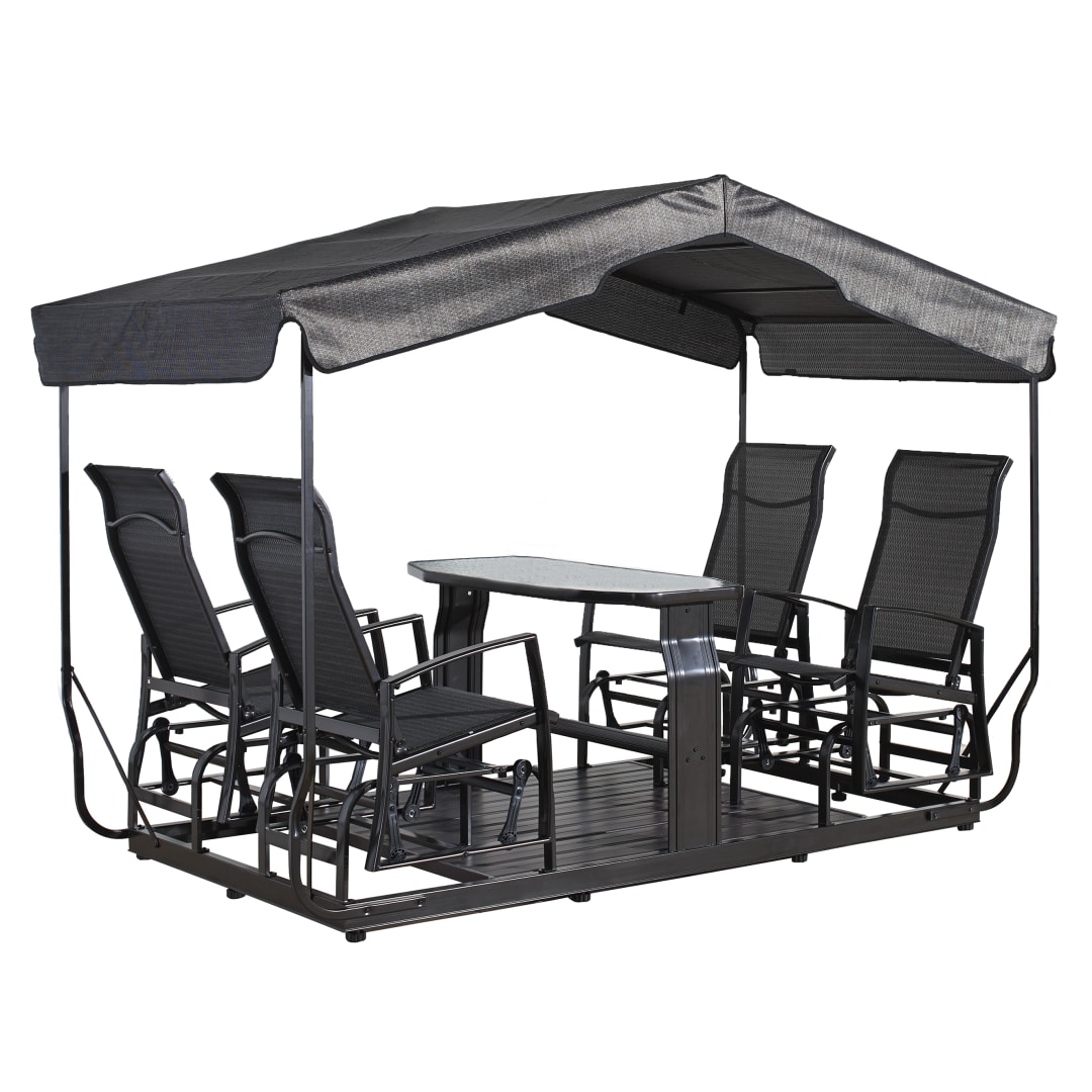 Sojag Houston 5 x 9 x 6 ft Dark Brown 4-Seater Garden Glider Outdoor Weather-Resistant Aluminum Frame Swing