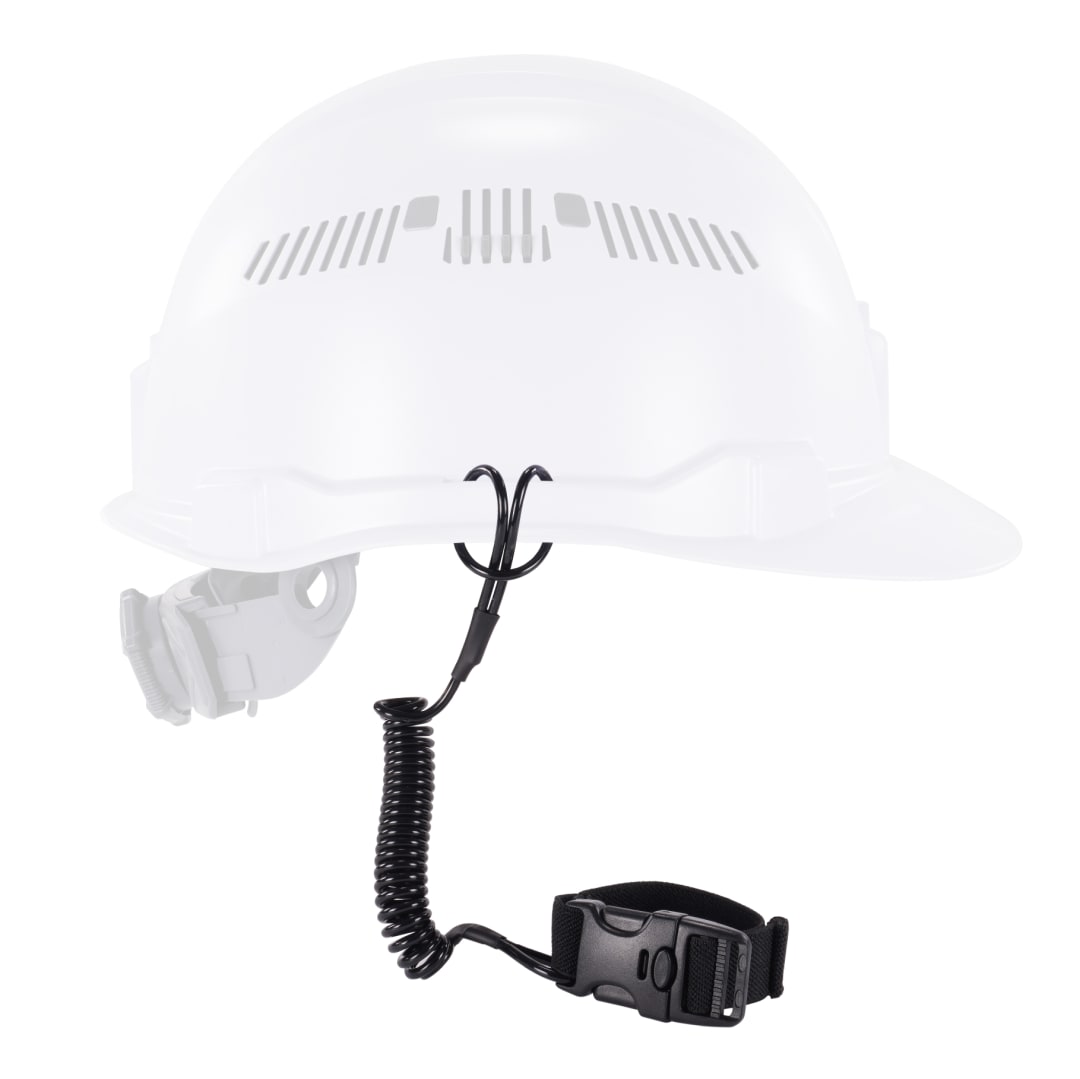 Squids 3157 Coiled Hard Hat Lanyard with Buckle - 2lbs / 0.9kg