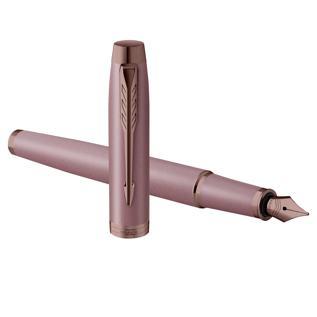 Parker IM Pluma estilográfica | colección Finishing Touch | acabado malva | fino | tinta azul | estuche de regalo
