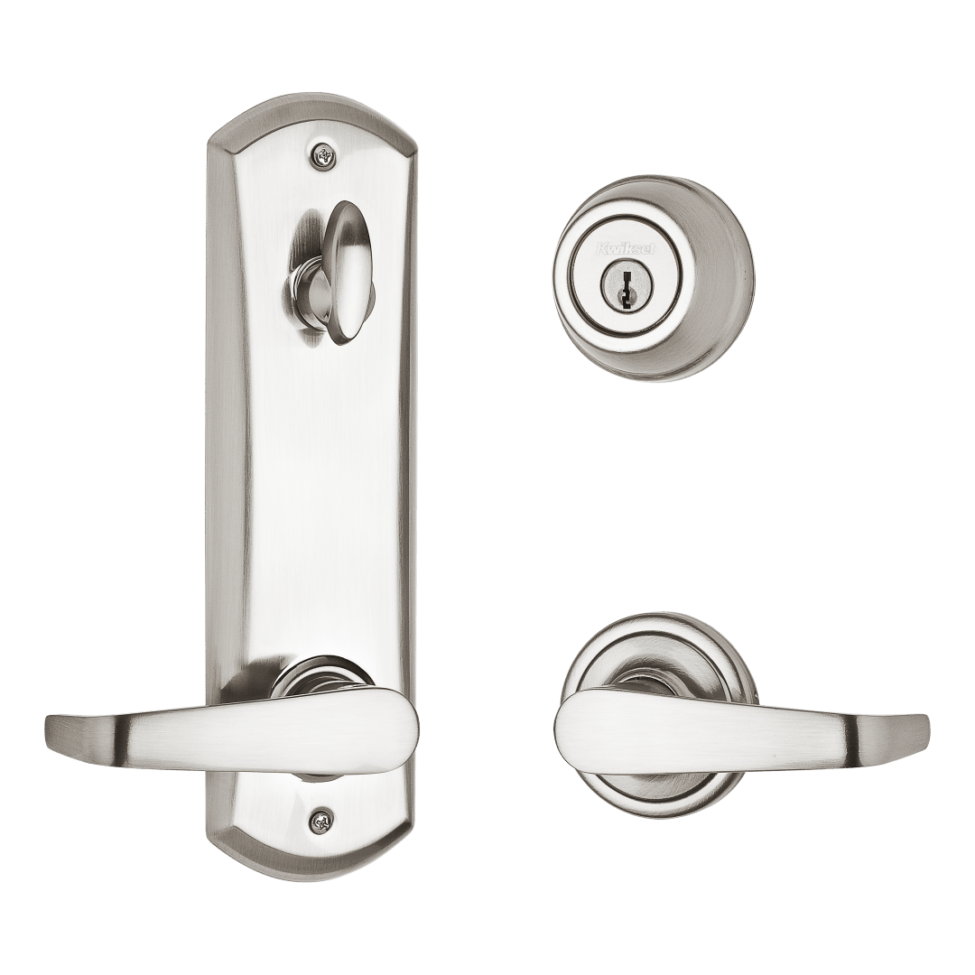 Kingston Round Interconnect Lever in Satin Nickel featuring SmartKey Security