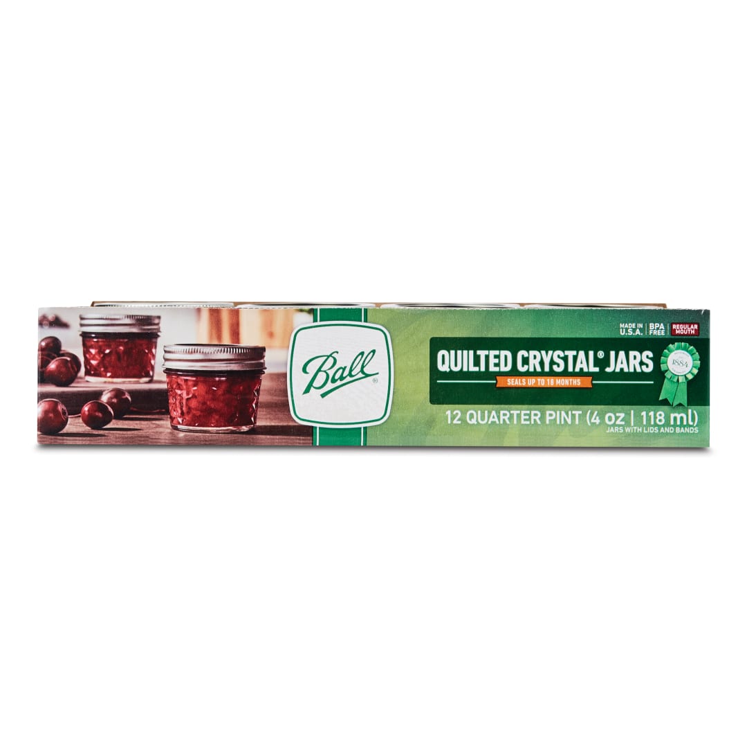 Ball® Quilted Crystal Jelly Jar with Lid and Band, Regular Mouth, 4oz., 12 Count