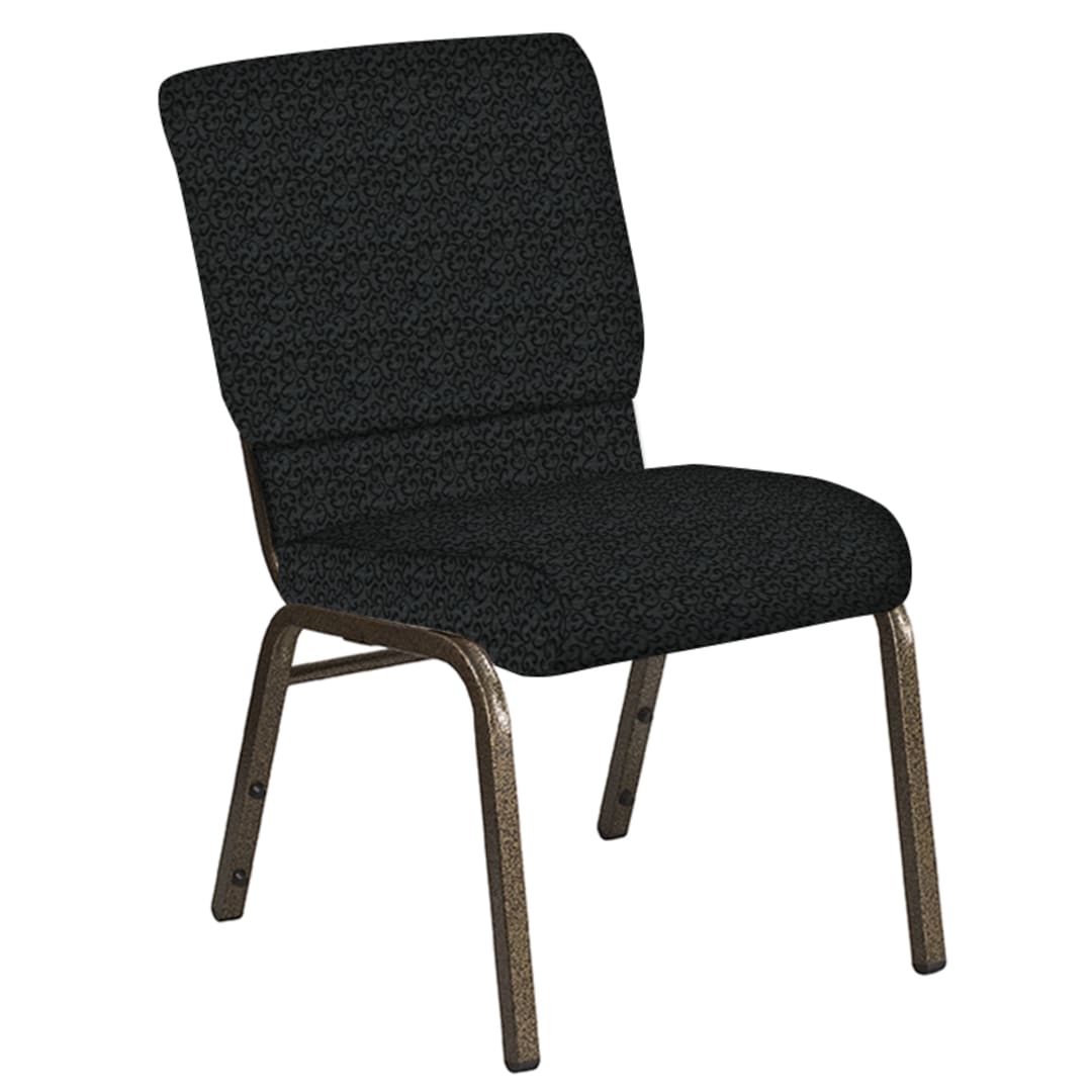 Embroidered 18.5''W Church Chair in Lancaster Pewter Fabric - Gold Vein Frame