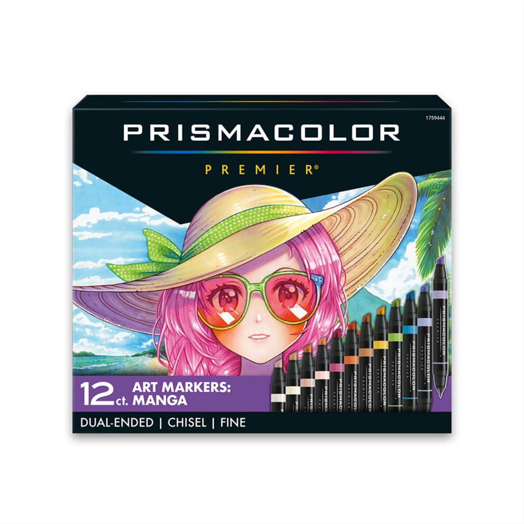 Prismacolor Premier Dual-Ended Art Markers, Chisel Tip and Fine Tip, Manga Colors, 12 Count